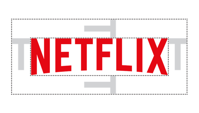 Logotipo netflix aplicação com área de proteção